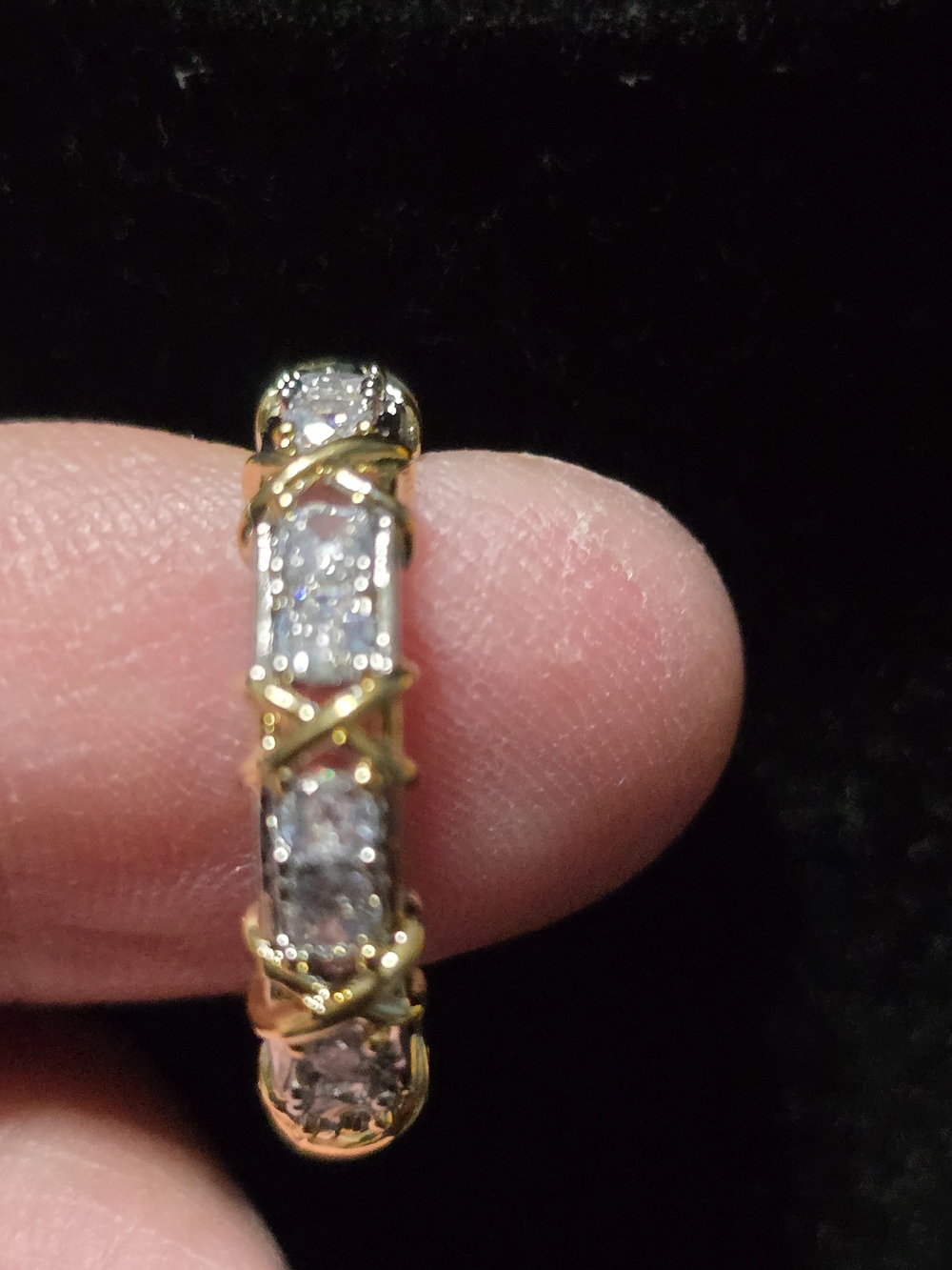 Gold and Clear Crystal Ladies Hoop Earring